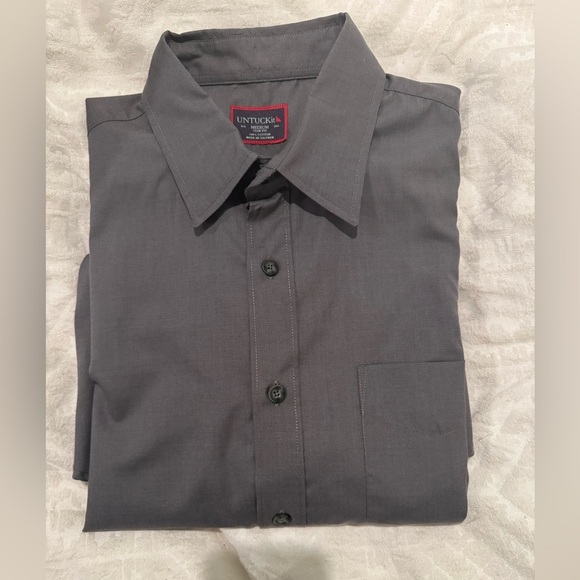 UNTUCKit Solid Charcoal Grey Cotton button up Shirt slim fit cotton - Picture 1 of 7